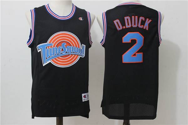 Movie Space Jam D.DUCK #2 Black Basketball Jersey (Stitched)